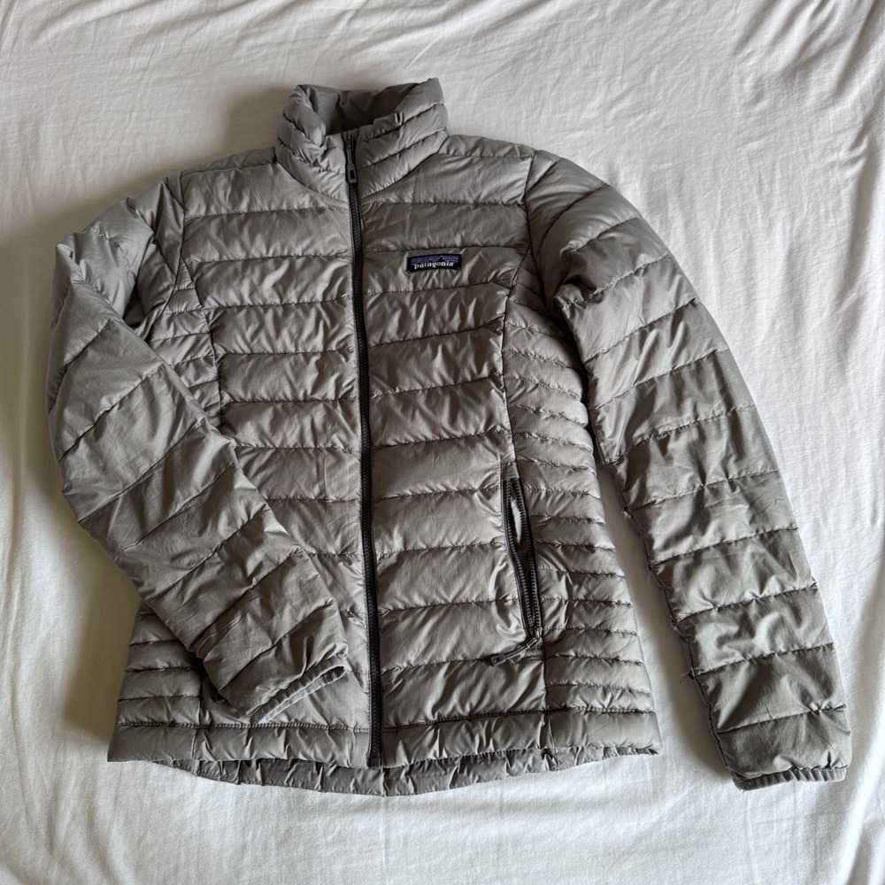 Patagonia Down Sweater Puffer Jacket Womens XXS Gray Solid Quilted Full Zip